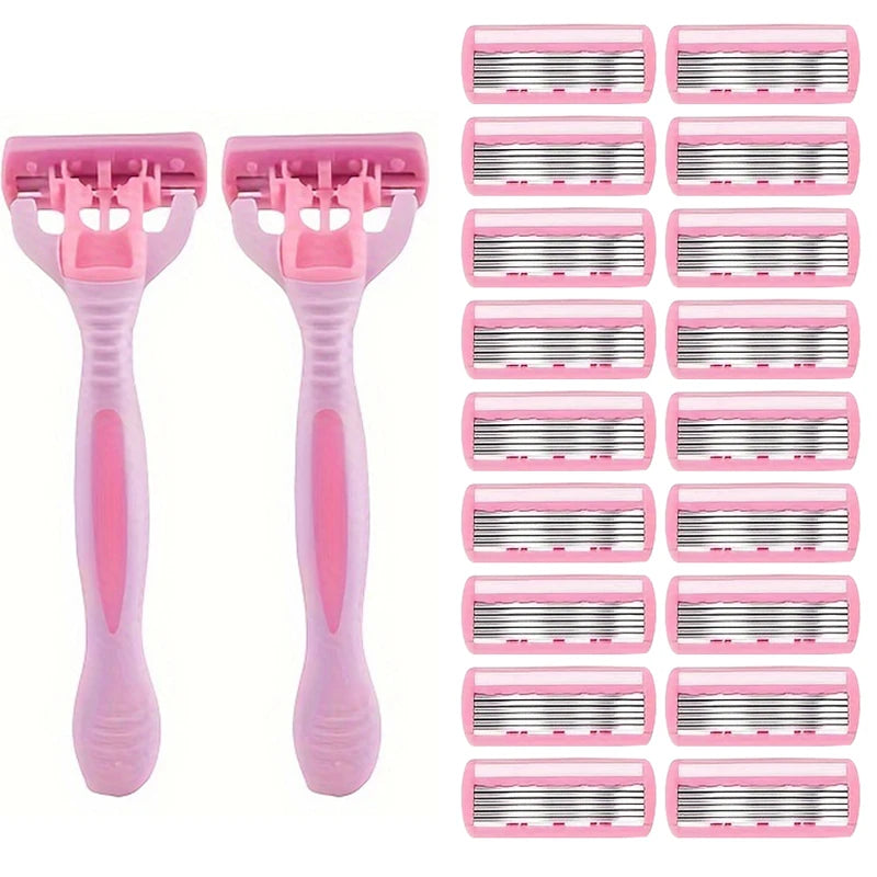6-Blade Manual Safety Razor | Stainless Steel & Silicone Grip