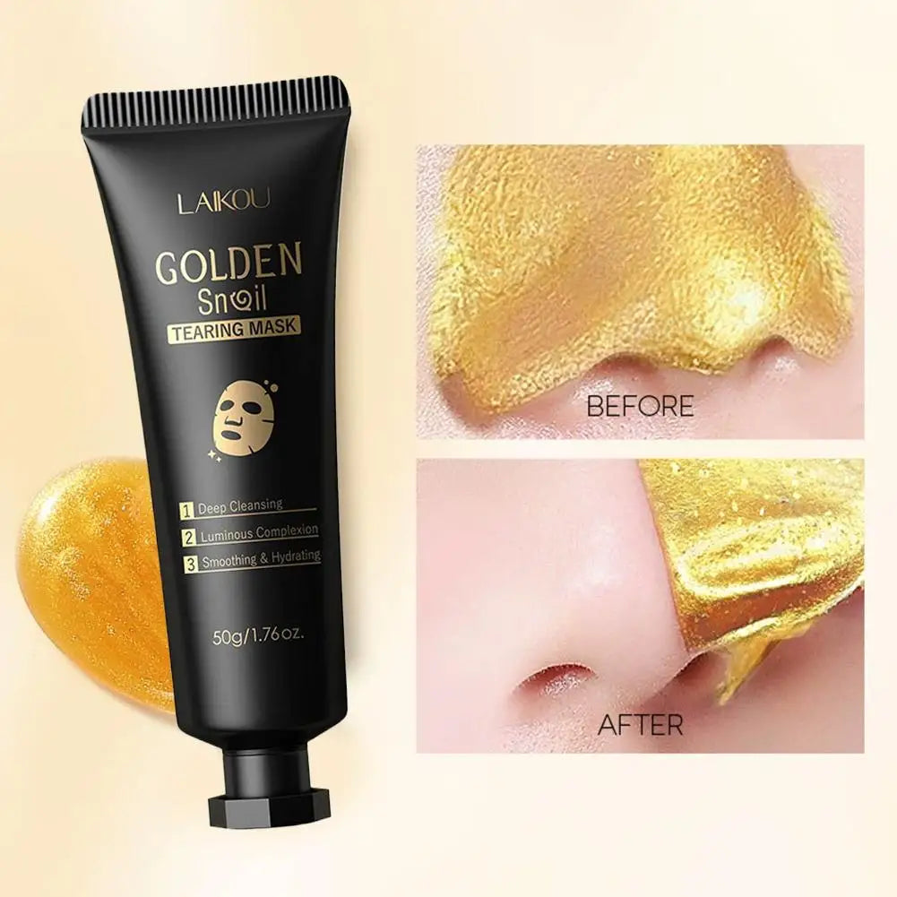 LAIKOU 24K Gold SNAIL TEARING Mask Deep Cleansing Remove Blackhead Face Care 50g Peaceful Pleasures Health and Wellness