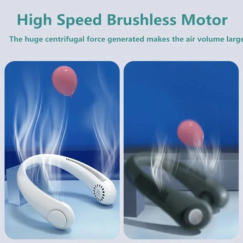 2025 1200mAh New Mini Neck Mounted Fan Portable Bladeless Neck Rechargeable Air Cooler 3 Speed Mini Summer Sports Fan Outd Peaceful Pleasures Health and Wellness