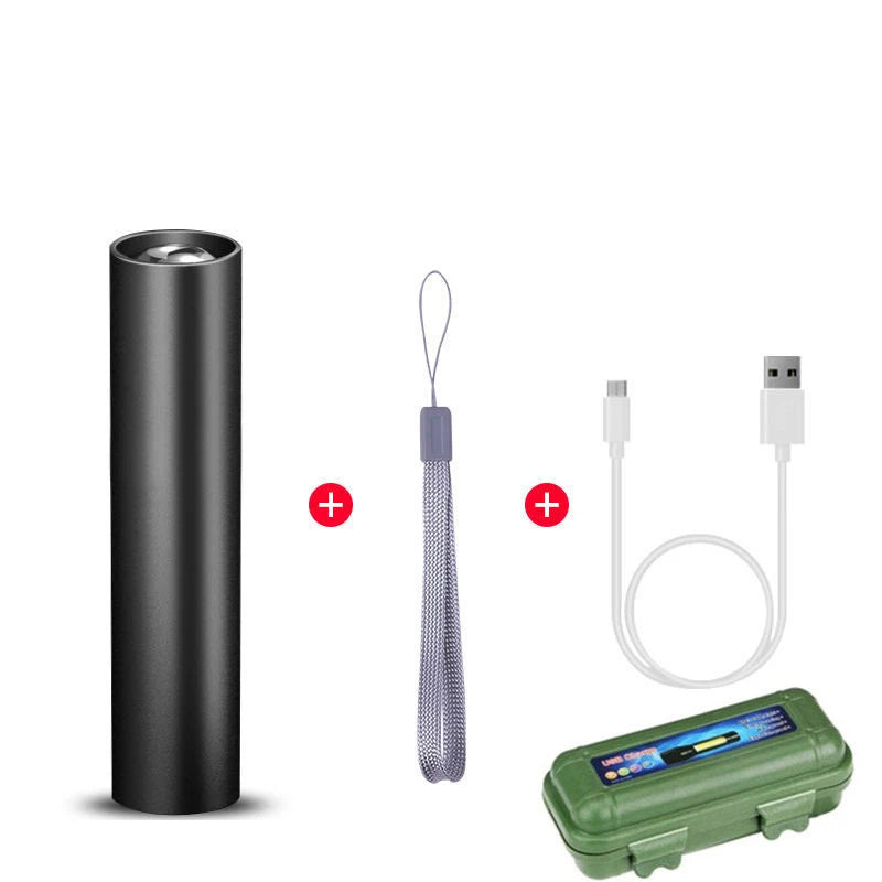 Outdoor Mini High-intensity Flashlight Home Rechargeable Multi-purpose Long-range Ultra-bright Convenient To Carry Peaceful Pleasures Health and Wellness Model 810-black