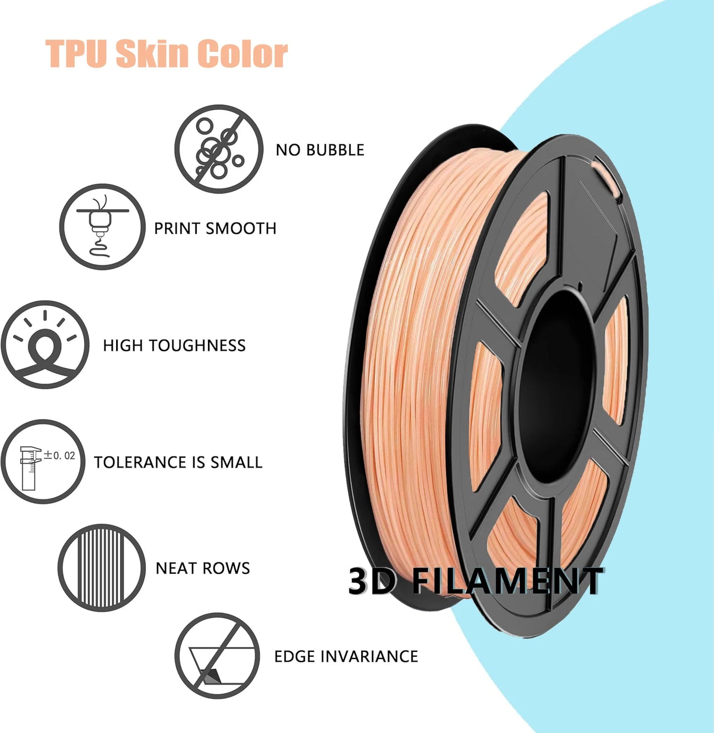 TPU Filament 95A Skin Tone 1.75mm 250g | Flexible 3D Printing