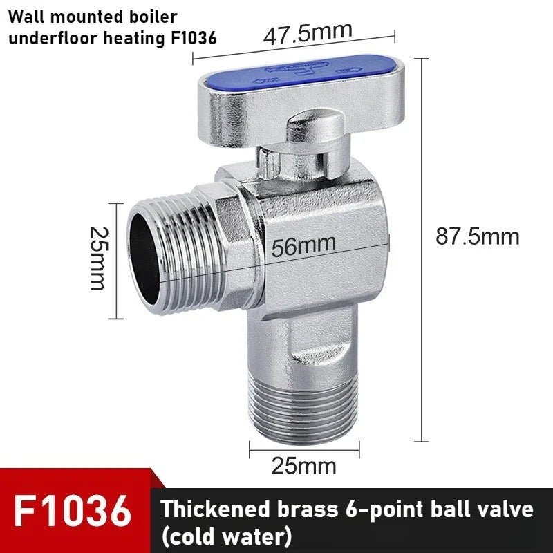 Brass High Flow Ball Valve – Angle Valve for Gas & Water Heater