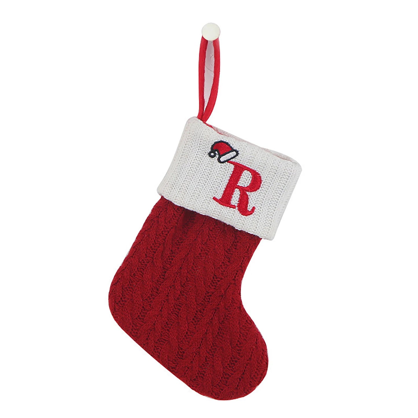 Personalized Knitted Christmas Stocking | Monogram Initial