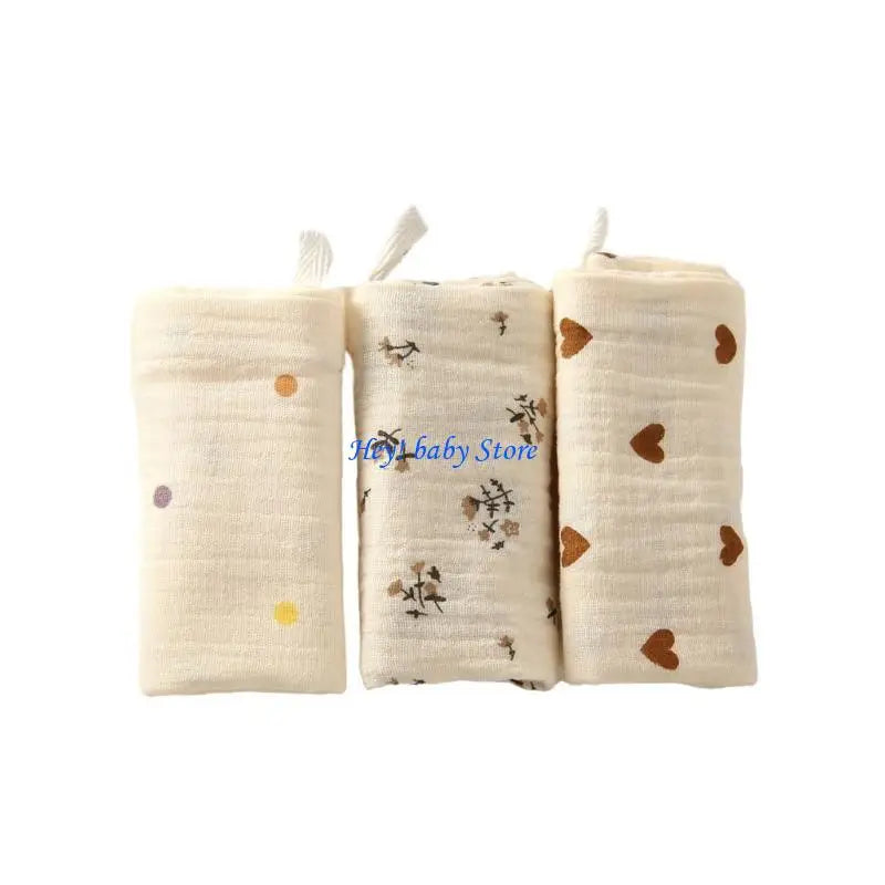 4-Layer Cotton Baby Washcloths Drool Bibs 3-Pack | Soft & Absorbent