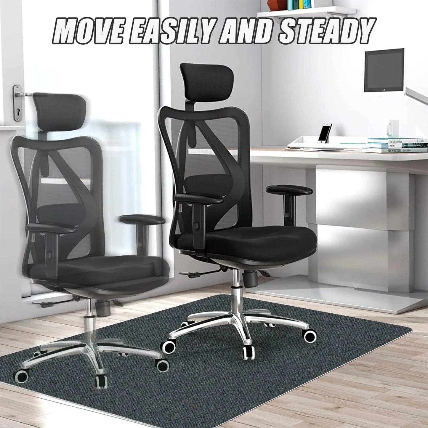 Large 90x120cm Floor Mat for Rolling Chair Office Home Computer Desks Swivel Chair Anti-slip Carpet Wood/Tile Floor Protector Peaceful Pleasures Health and Wellness