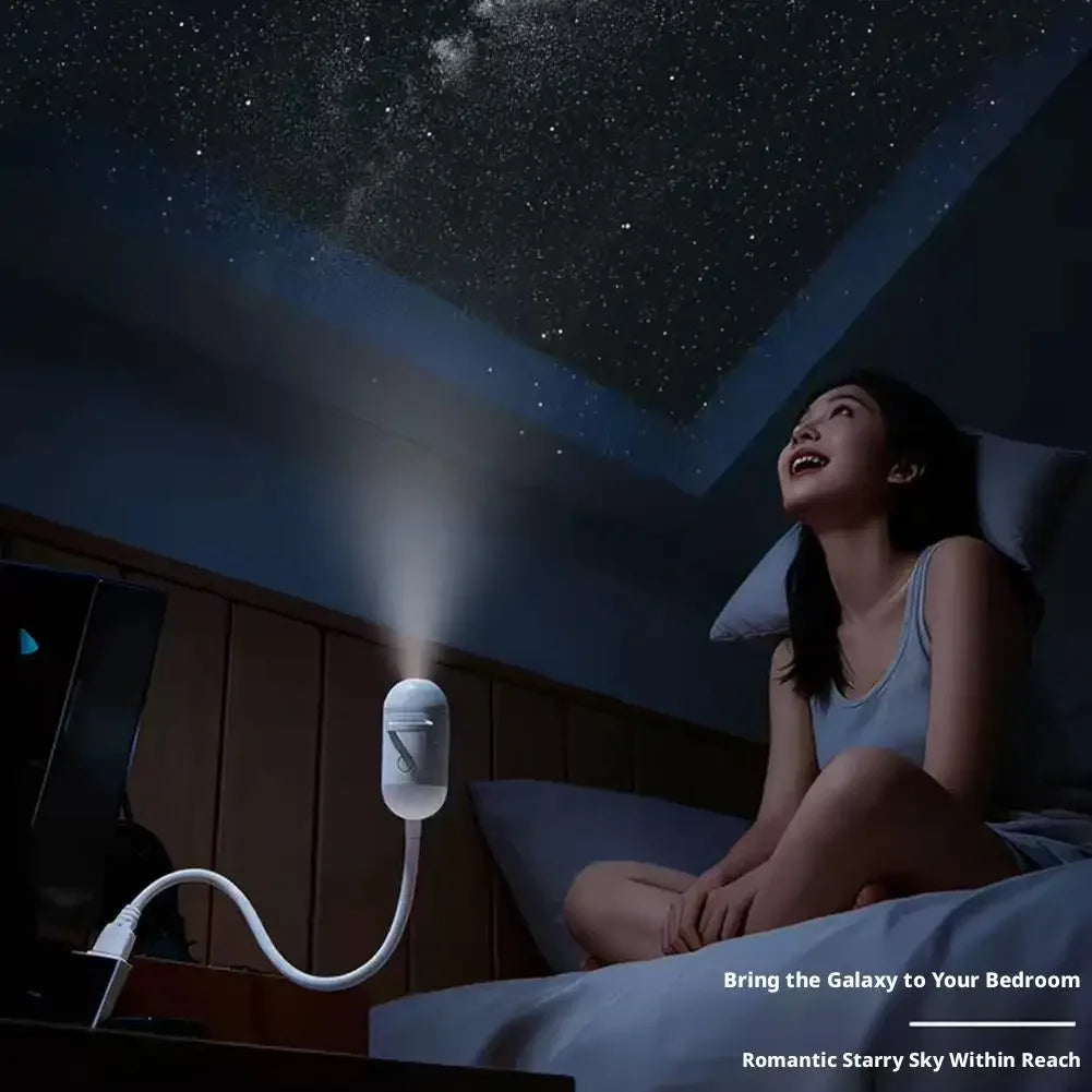 2-in-1 Galaxy Starry Sky Projector Portable 360° Rotate Mini LED Night Light Atmosphere Decor for Bedroom Home Party Peaceful Pleasures Health and Wellness