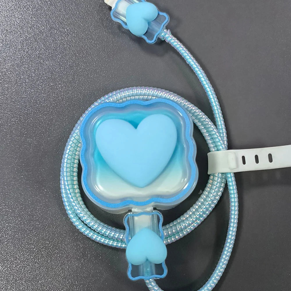 4-in-1 Love Heart iPhone Charger Cable Protector Cover Set