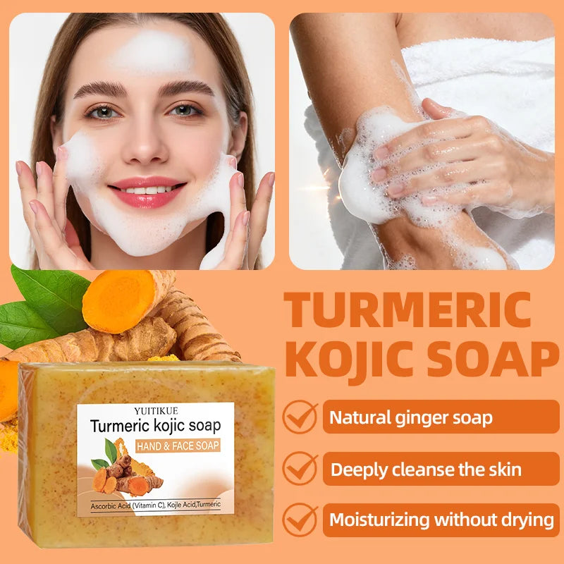 YUITIKUE Turmeric Kojic Soap 100g - Natural Vitamin C Formula, Brightens & Moisturizes, Deep Cleansing, for Face & Hands Peaceful Pleasures Health and Wellness