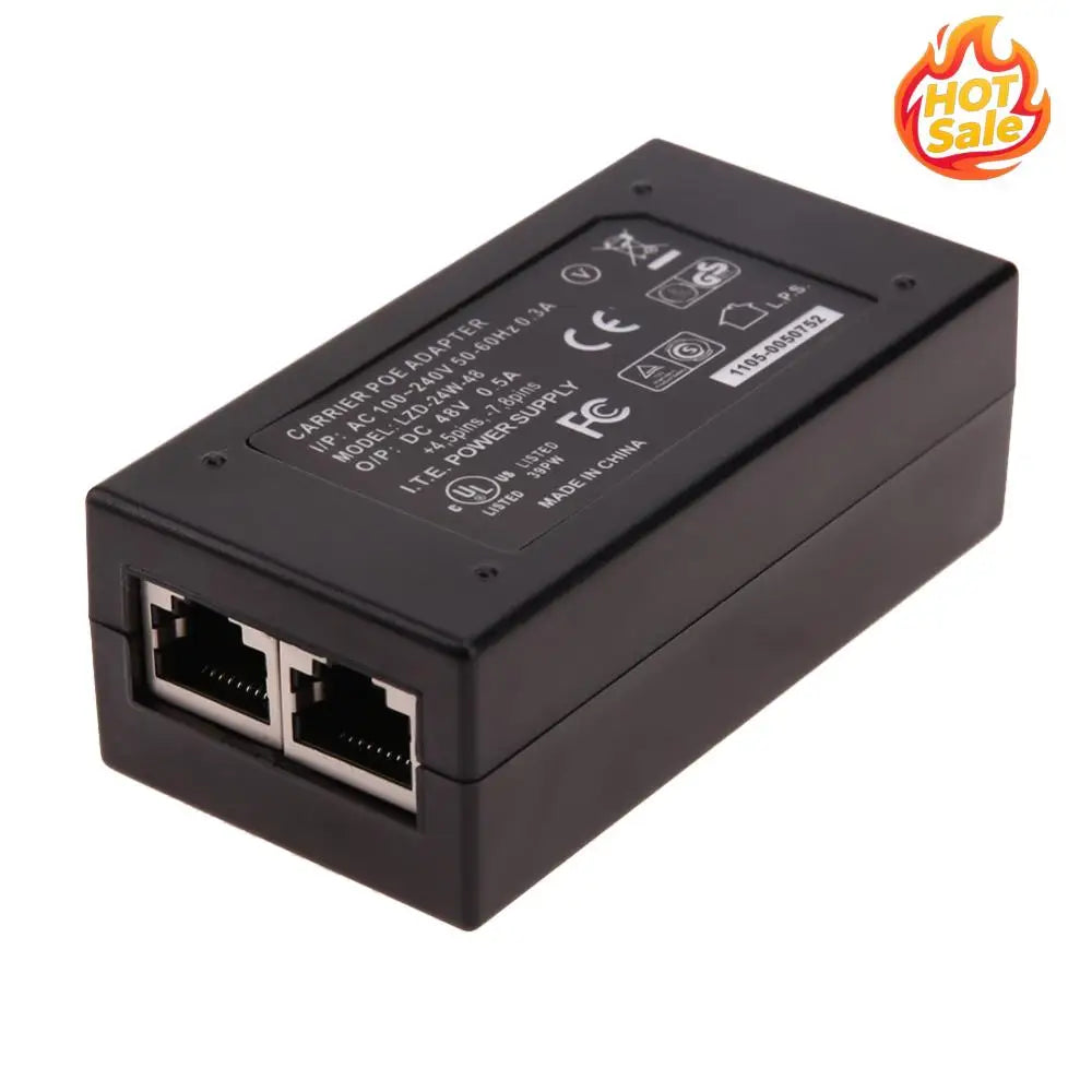 48V 24W Desktop PoE Power Injector – Ethernet Adapter for CCTV