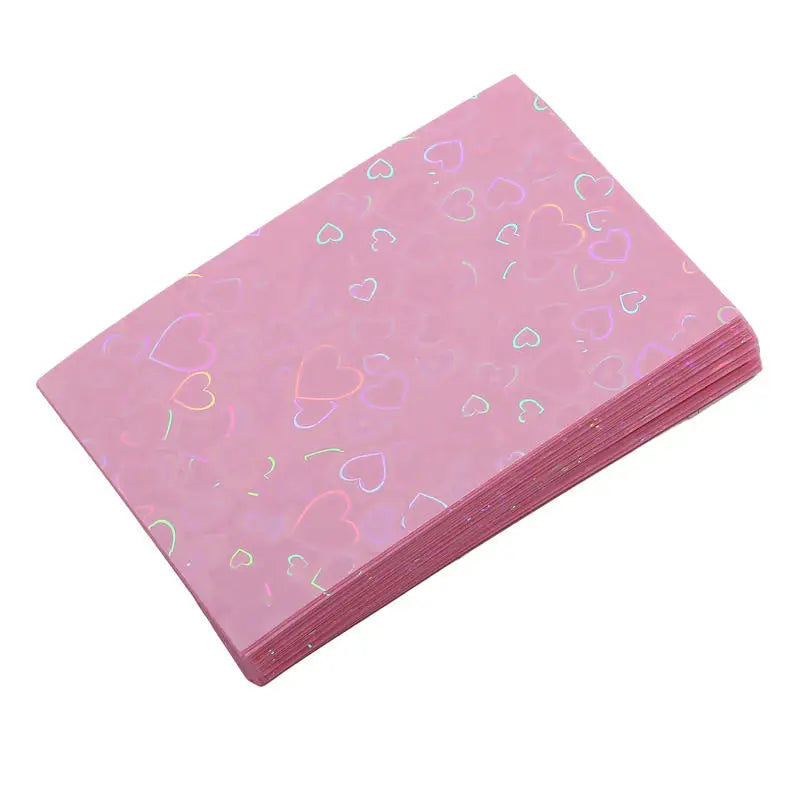 50Pcs/Pack Holographic Heart Kpop Photocard Sleeves Double Layer Matte Card Protector for Photo Cards Album Collectibles Peaceful Pleasures Health and Wellness pink