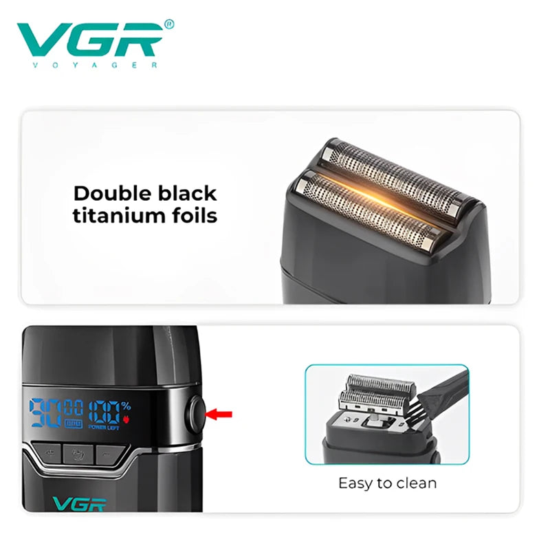 VGR New Shaver Gradient Color Body High end Hair Trimmer Intelligent Digital Display Shaver High speed Dual blade Shaver V-308 Peaceful Pleasures Health and Wellness