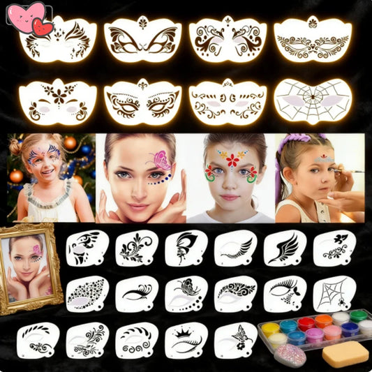 Reusable Face & Body Paint Stencils – Party Makeup Templates