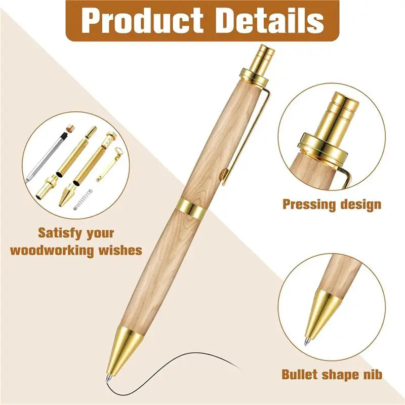12-Piece 8mm Wood Turning Retractable Click Pen Kit with Refills