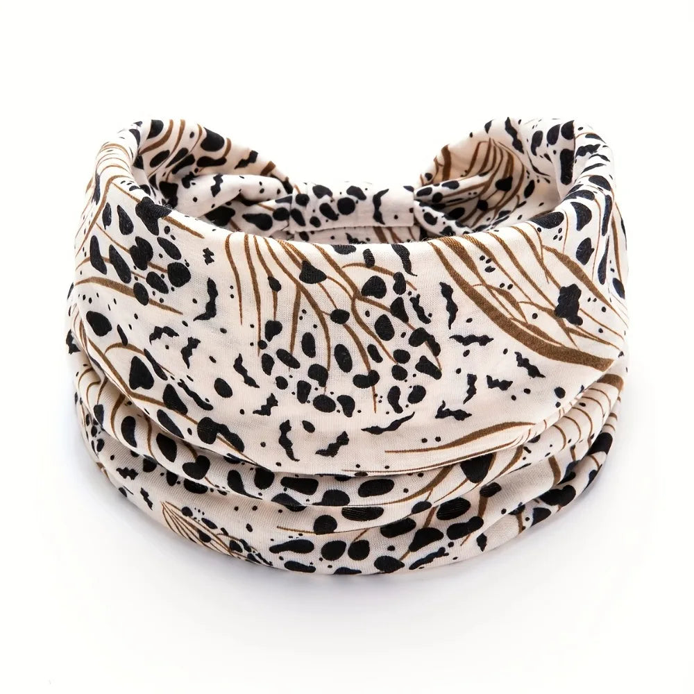 Boho Wide Knotted Leopard Headband Soft Elastic Printed Turban Hairband For Women Girls Sport Yoga Workout Headwear headscarf Peaceful Pleasures Health and Wellness 3