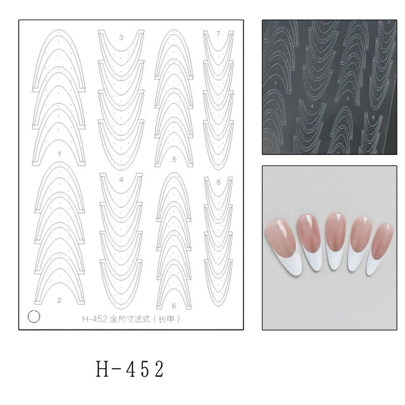Fully Transparent Hollow French Nail Stickers Spray Painting Stencil French Edges Templates Patting Glue Adhesive Auxiliary Tool Peaceful Pleasures Health and Wellness H52