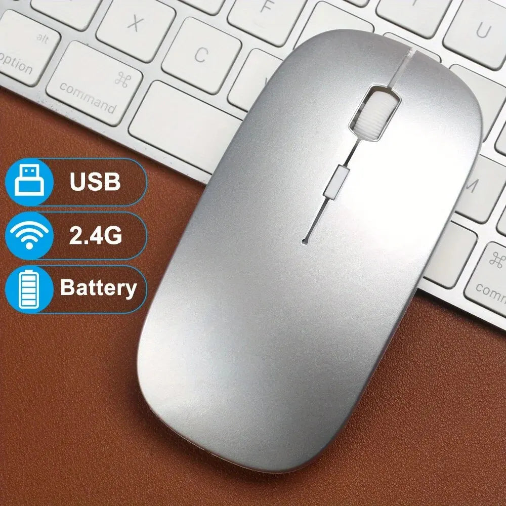 Wireless Mouse Gaming Mouse Backlight USB Compatible RGB Rechargeable Mice Silent Backlit Ergonomic Gaming Mouse for Laptop PC Peaceful Pleasures Health and Wellness Battery type-Silver