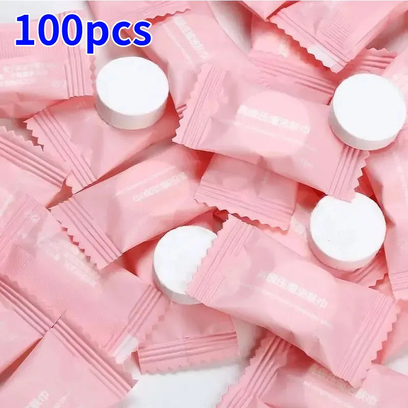 Disposable Compressed Cotton Face Towels – 50/100pcs Travel Wipes