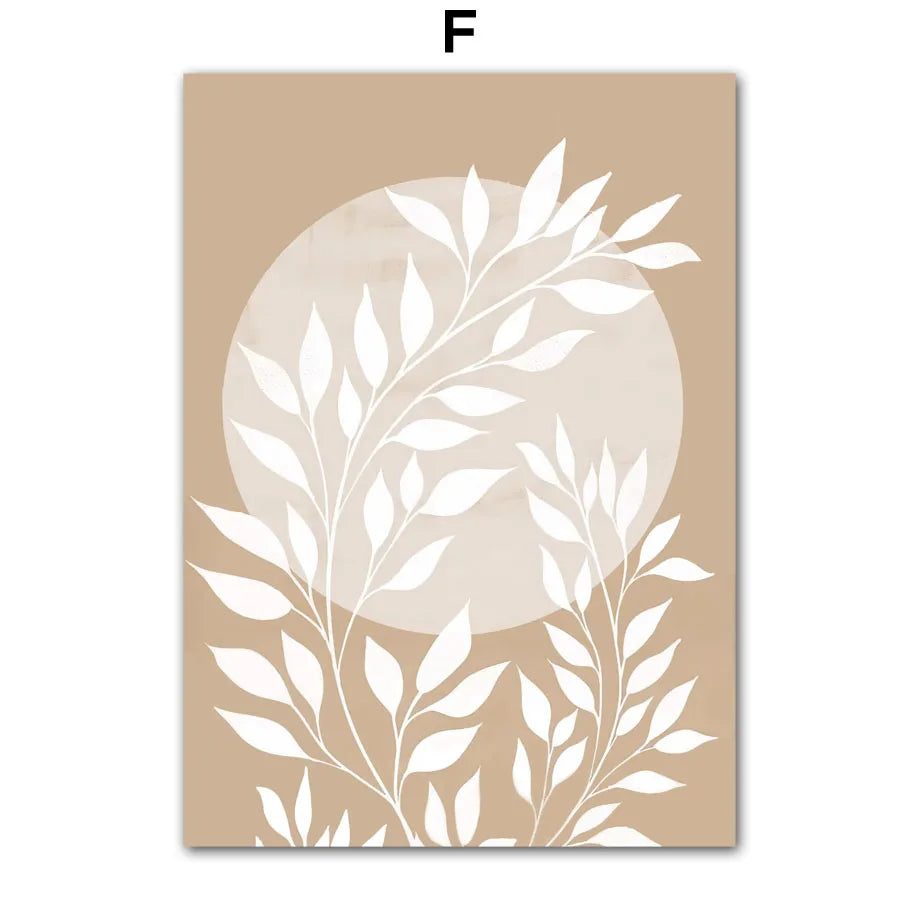 Boho Abstract Canvas Wall Art | Nordic Botanical Print Unframed