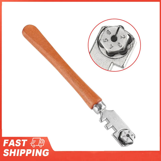 Professional Six Wheel Glass Cutter Craft Cutting Tool Wooden Handle Peaceful Pleasures Health and Wellness
