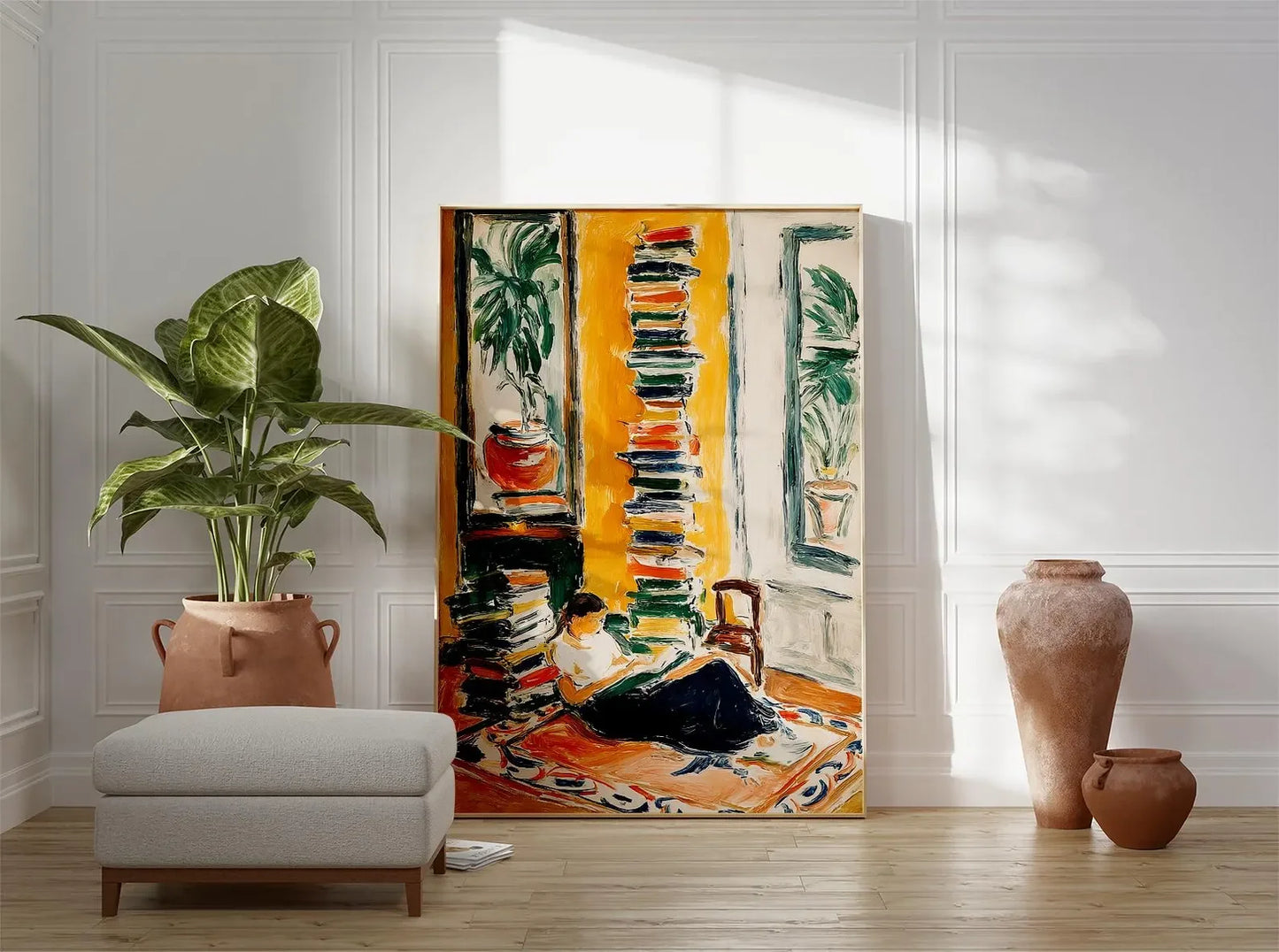 Woman Reading by Window Canvas Wall Art | Book Lover Decor