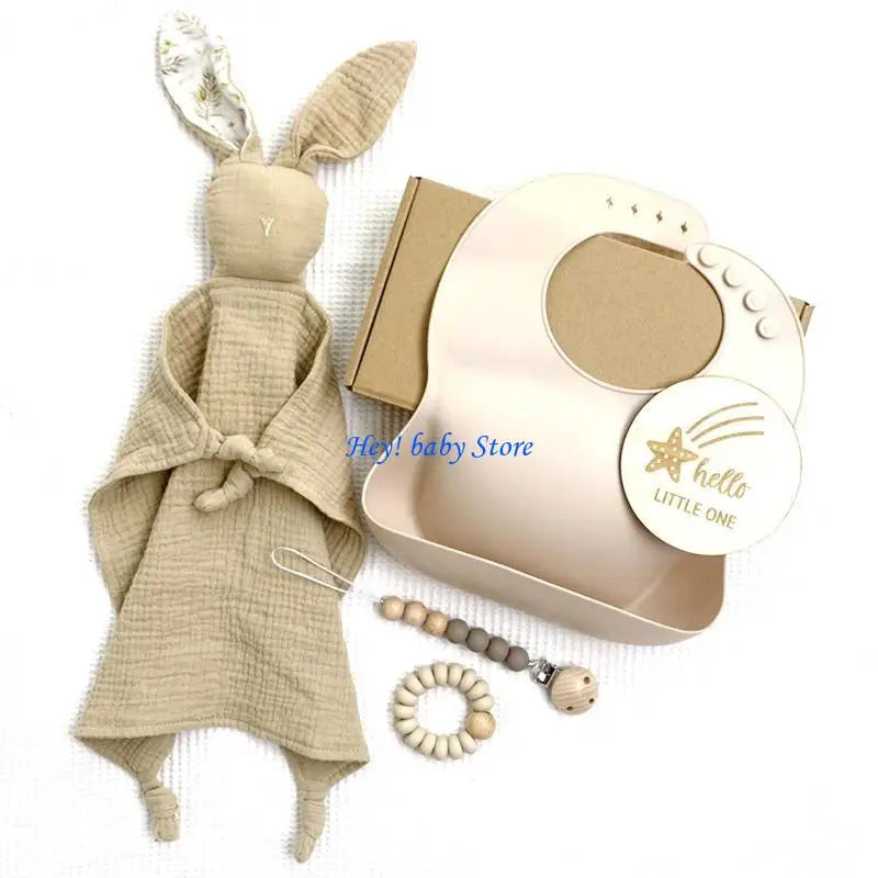 Baby Bath Toy Set – Wooden Rattle Bracelet & Silicone Teether