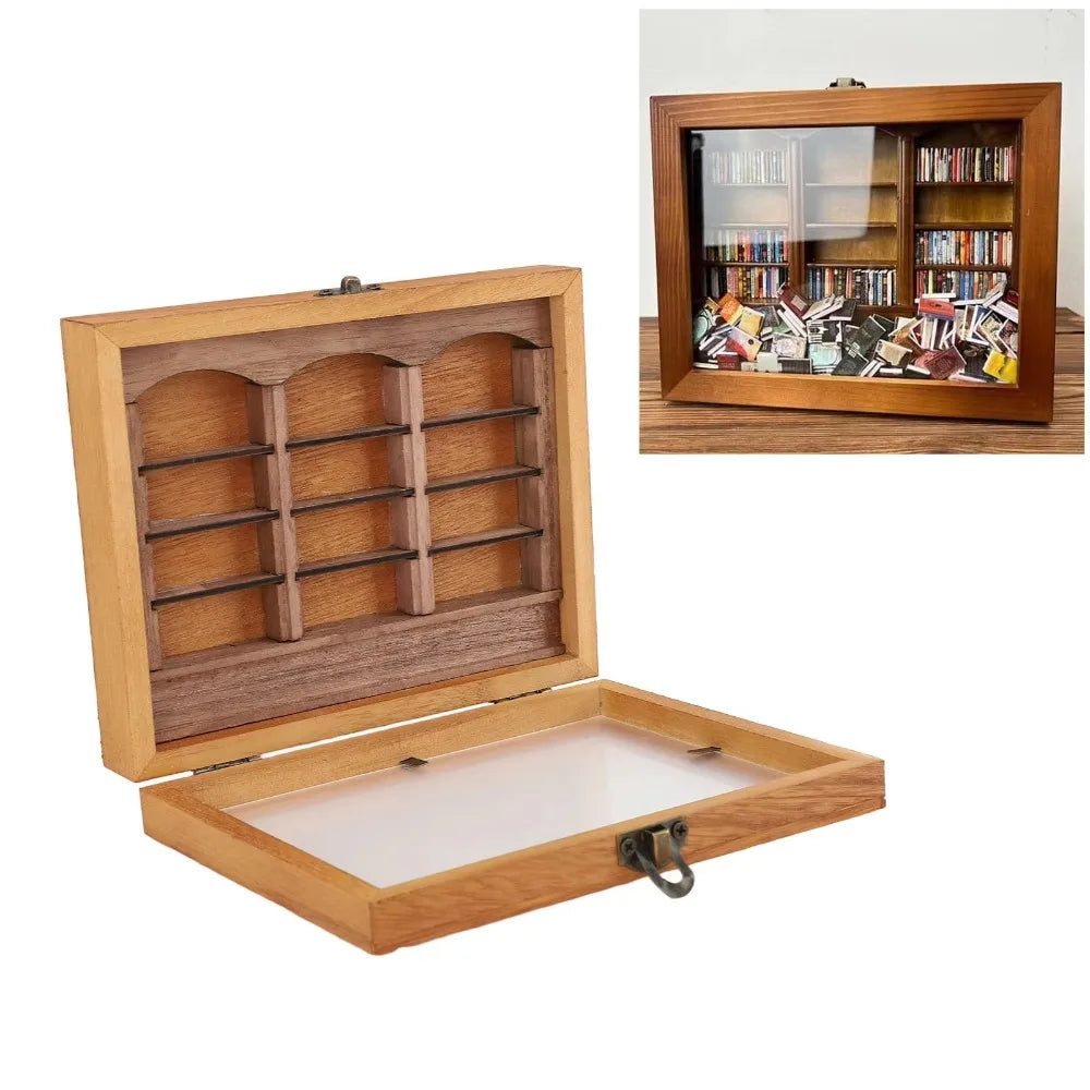 Miniature Wooden Bookshelf Fidget Sensory Desk Decor Toy