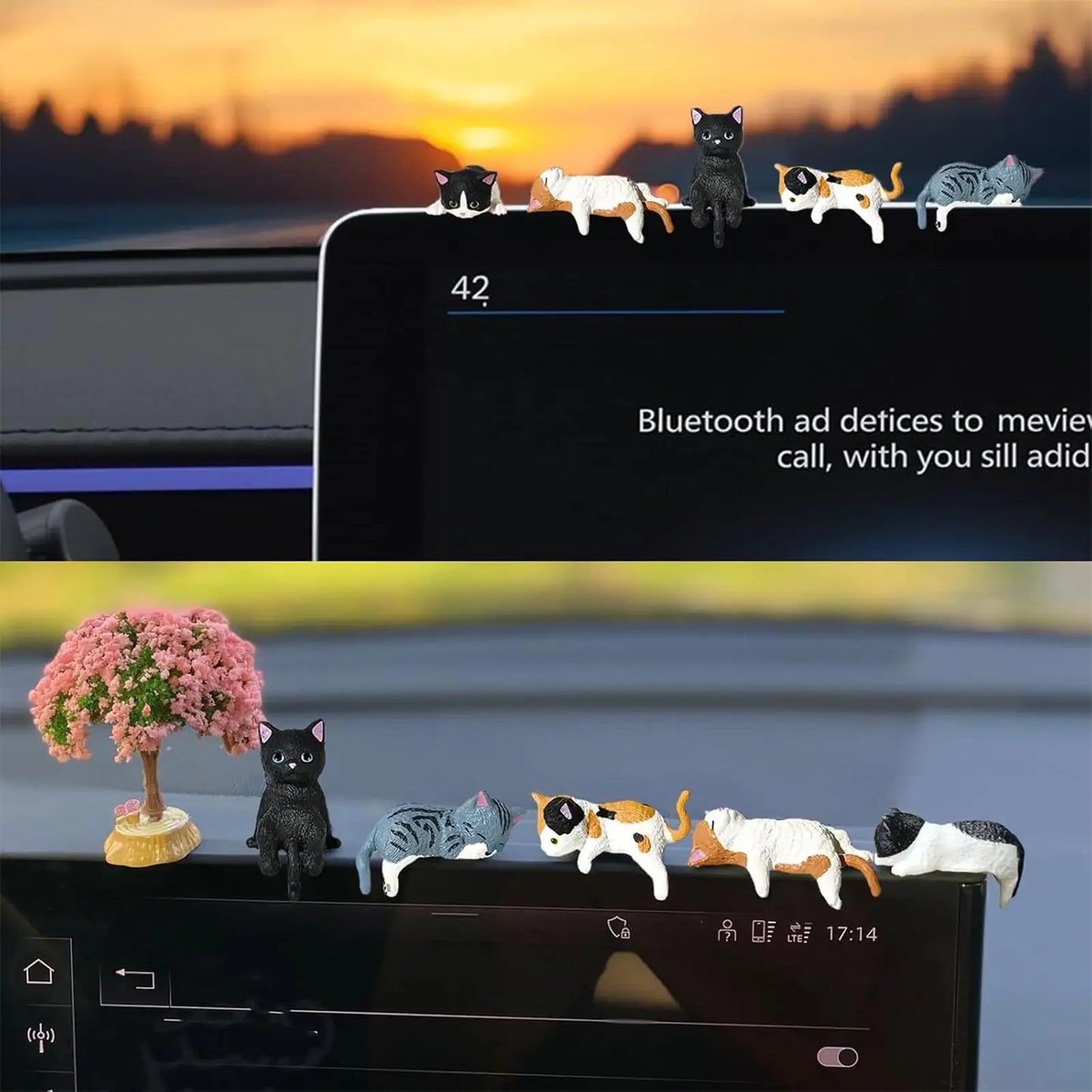 5-Piece Mini Cat Figurines – Home, Car & Desktop Décor
