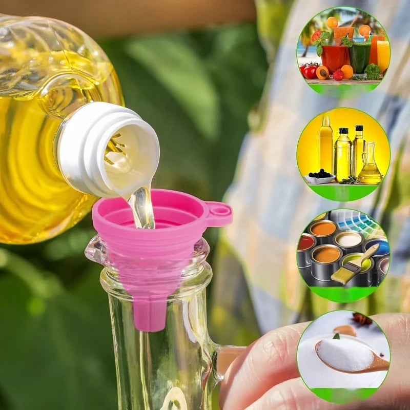5PCS Foldable Silicone Kitchen Storage Tool, Portable Telescopic Funnel, Easy To Pack Accessories For Easy Storage reusable, non Peaceful Pleasures Health and Wellness