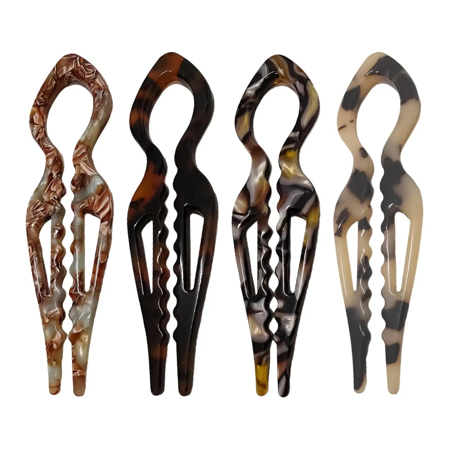 4-Pack Vintage U-Shaped Acetate Hair Pins – French Hair Sticks