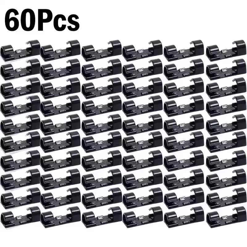 Transparent Self-Adhesive Cable Organizer Clips – 5 to 60pcs