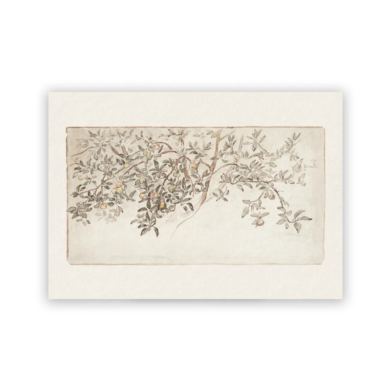Vintage Autumn Farmhouse Landscape Canvas Print | Fall Wall Art