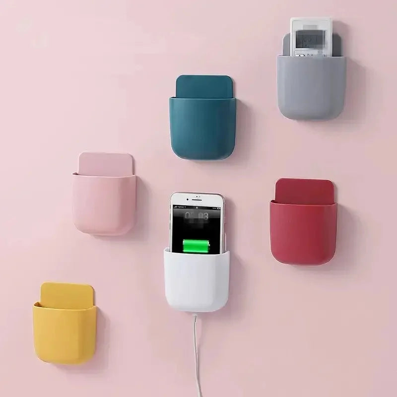 Wall Mounted Phone Charging Holder & Remote Organizer – 2 Pack