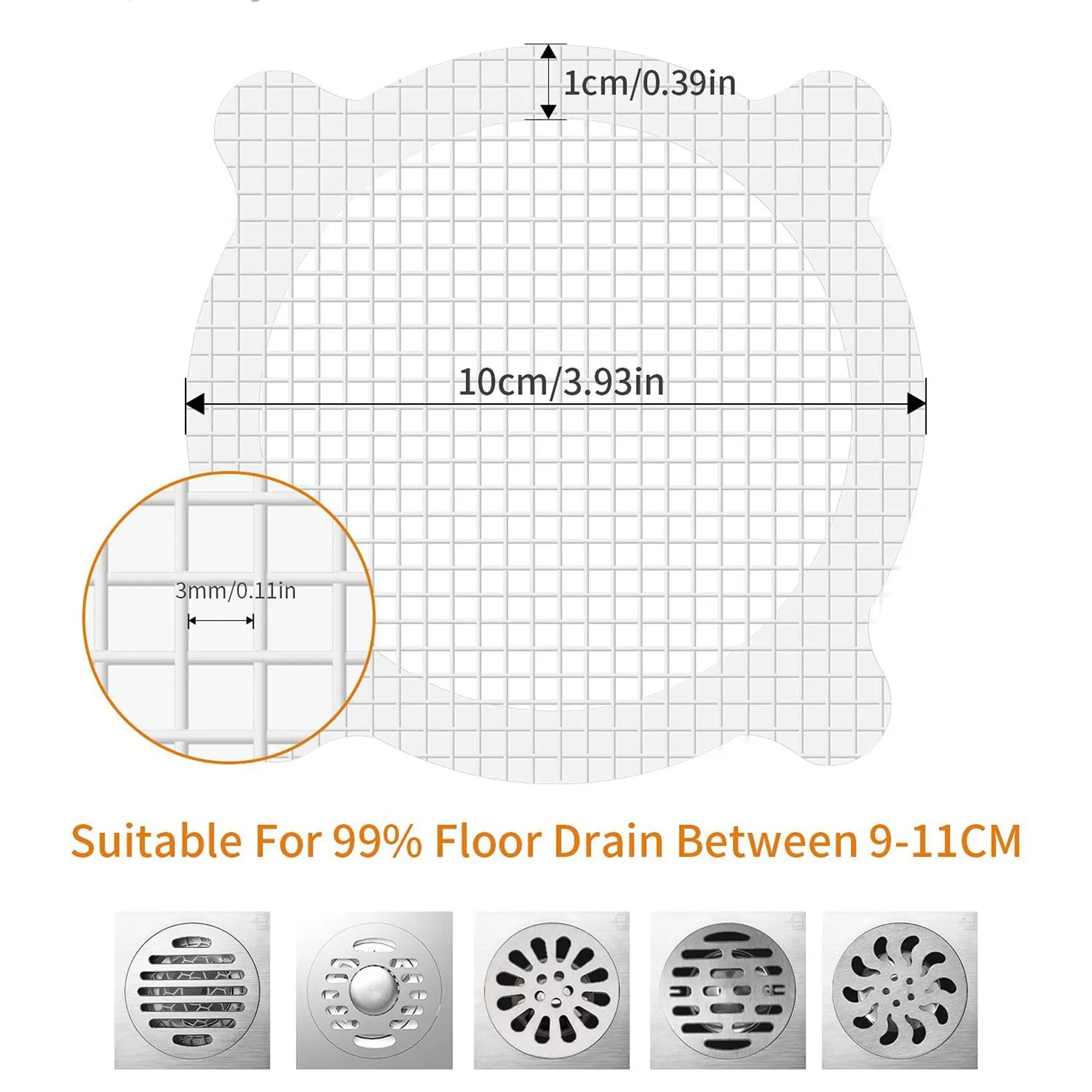A36T-60 Pcs Disposable Shower Drain Hair Catcher Cover For Showers & Bathtubs Mesh Stickers Mesh Filter Sink Strainer Sticker Peaceful Pleasures Health and Wellness