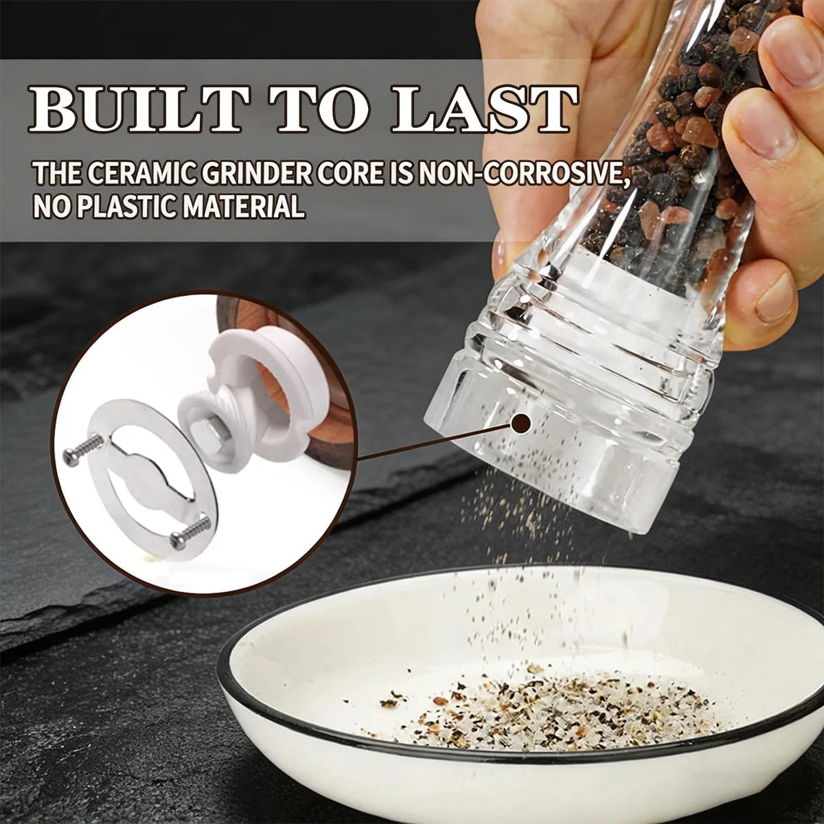 Conical Ceramic Burr, Ceramic Grinder for Wood Salt and Pepper Mill, Pepper Mill Replacement Parts Peaceful Pleasures Health and Wellness