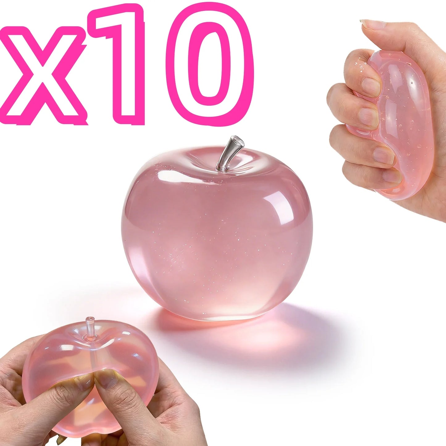 Squishy Pink Apple Stress Ball Soft Fidget Sensory Toy Suitable Autism Relief Simulated Slow Rebound Squeeze Toy Adult Kids Gift Peaceful Pleasures Health and Wellness 10 pcs