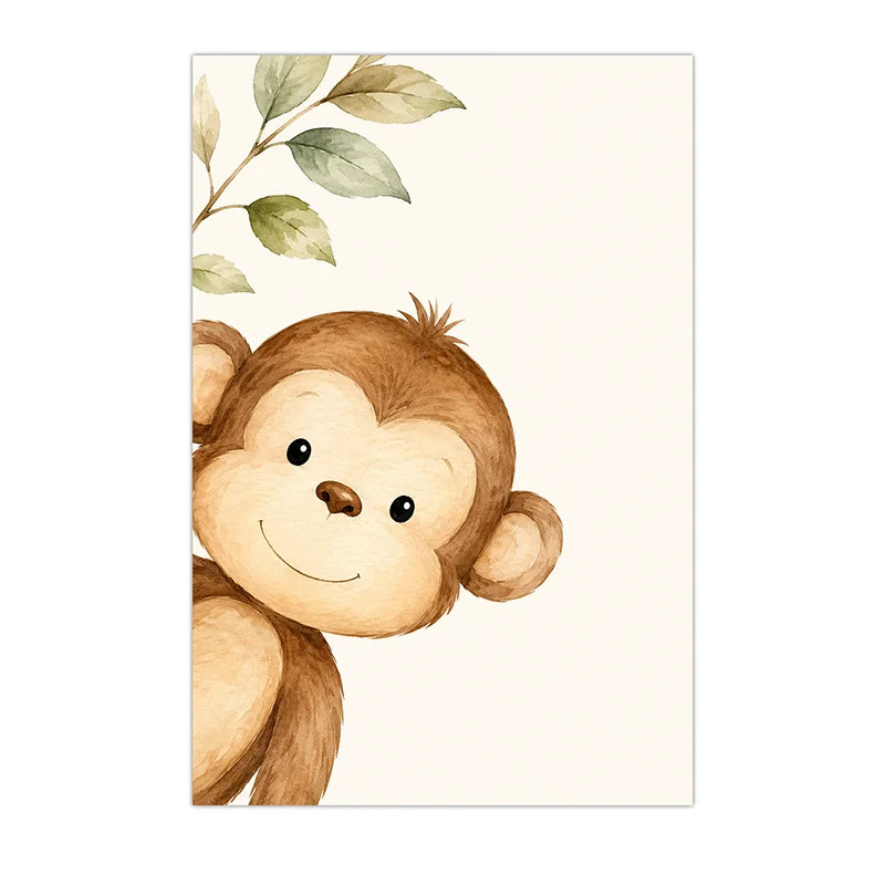 Watercolor Safari Animals Wall Art Cute Jungle Canvas Painting Poster Prints For Kids Room Nursery Decor Peaceful Pleasures Health and Wellness 08 40x50cm No Frame China Mainland