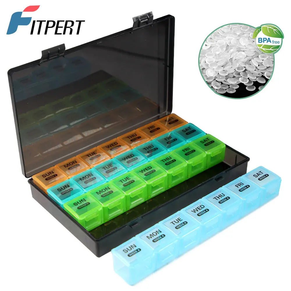 Large Monthly Pill Organizer 4 Weeks, Pill Box Organizer Weekly,Big Compartment Pill Box with Travel Case,Medicine Organizer Box Peaceful Pleasures Health and Wellness