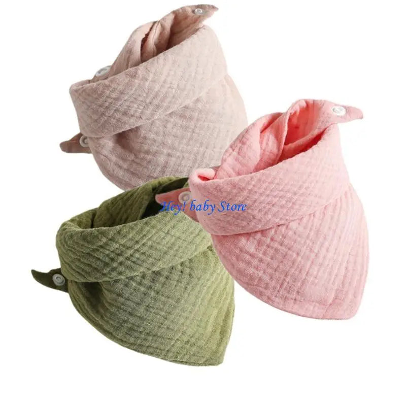 Baby Muslin Drool Bibs 3-Pack | Soft Absorbent Cotton Teething