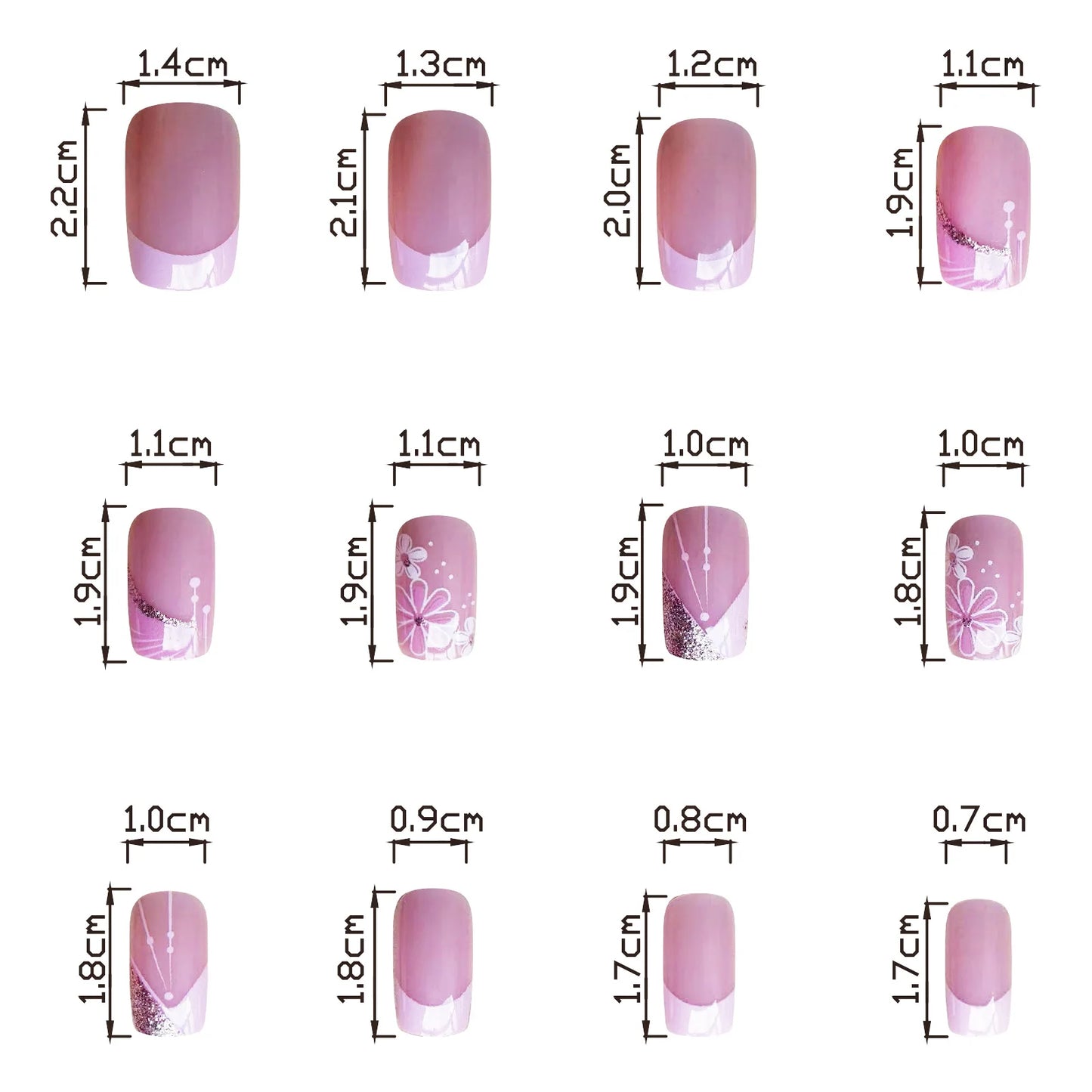 24pcs French Pink Flower Short Coffin Press On Nails | Nude Pink