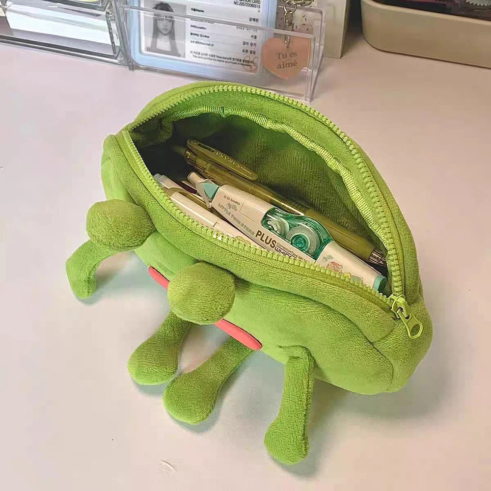 Funny Big Mouth Frog Plush Pen Bag Ins Cute Large Capacity Stationery