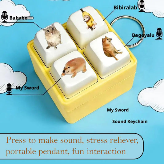 4-Key Keyboard Fidget Clicker Keychain | Shiba Inu Sound Toy Fidget Keychain Toy Peaceful Pleasures Health and Wellness