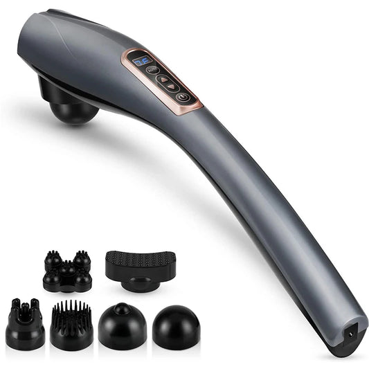 6 in 1 Electric Neck Massage Hammer Massage Back Relax Multifunction Cervical Vertebra Roller Massage Stick Peaceful Pleasures Health and Wellness black