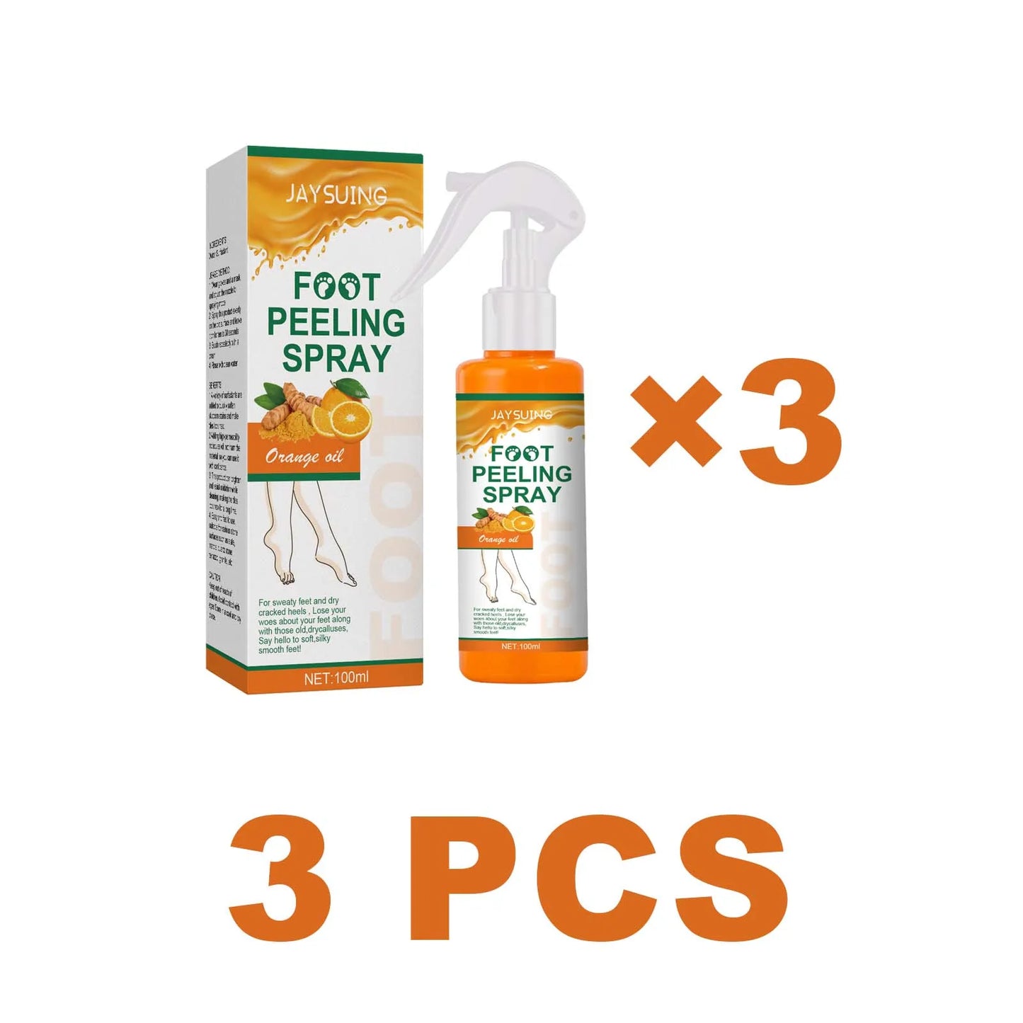 Jaysuing Exfoliating Foot Treatment Spray Remove Dead Skin Care Repair Skin Cracks Replenish Moisture Moisturize Soften Footcare Peaceful Pleasures Health and Wellness 3 PCS