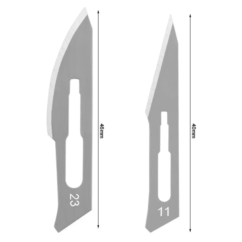 11# 23# Carbon Steel Carving Metal Scalpel Blades Handle Scalpel DIY Cutting Repair Animal Surgical Knife Tool Kits Box Non Slip Peaceful Pleasures Health and Wellness