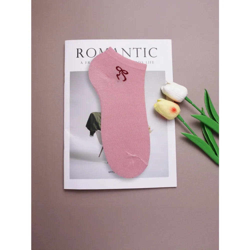 Korean Bowknot Ankle Socks – Candy Color Cute Women's Socks