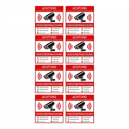 8pcs 10 x 10cm Stickers Video Surveillance Sticker for More Security Warning Sticker Peaceful Pleasures Health and Wellness Default Title