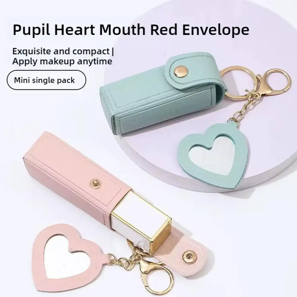 Mini PU Leather Lipstick Bag Keychain | Lip Gloss Holder Lipstick Bag Keychain Peaceful Pleasures Health and Wellness