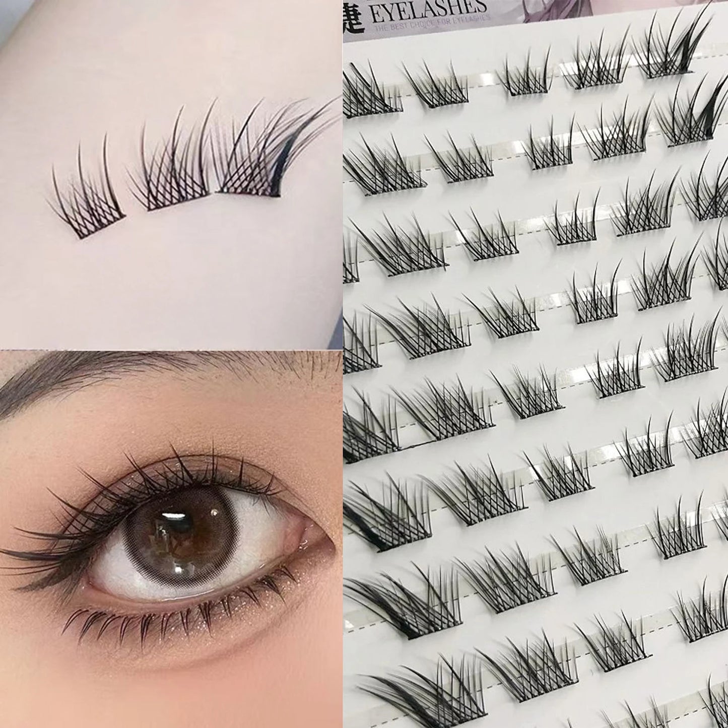 10/20rows Fox-style Wispy False Eyelashes Individual Anime Eyelash Extension Natural Thick Black Band Lashes Long Lasting Makeup Peaceful Pleasures Health and Wellness