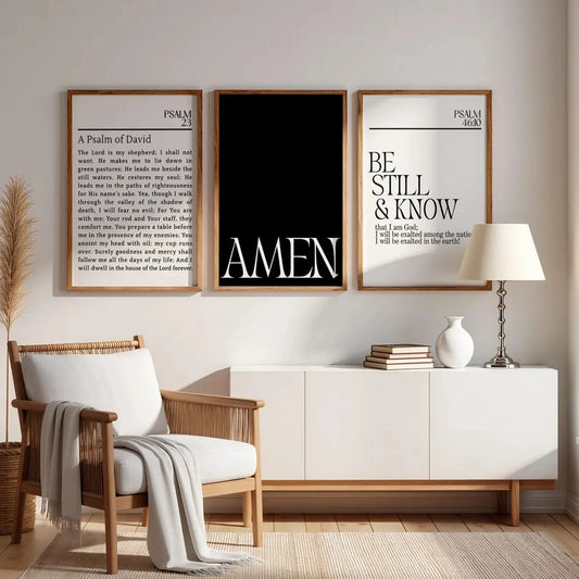 3-Piece Christian Scripture Canvas Wall Art | Modern Home Decor Scripture Canvas Print Peaceful Pleasures Health and Wellness G3987 30x40cm Wood Framed
