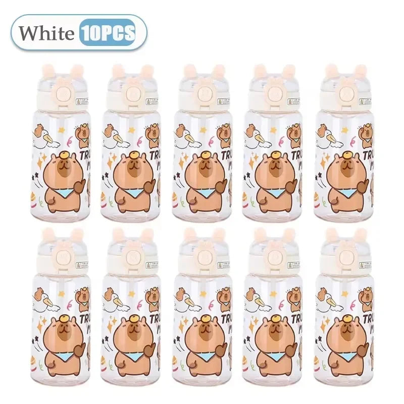 Capybara Cartoon Water Bottle 500ml Kids Sports Straw Cup
